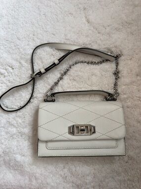 Rebecca Minkoff White Quilted Leather Crossbody Bag with Chain Strap